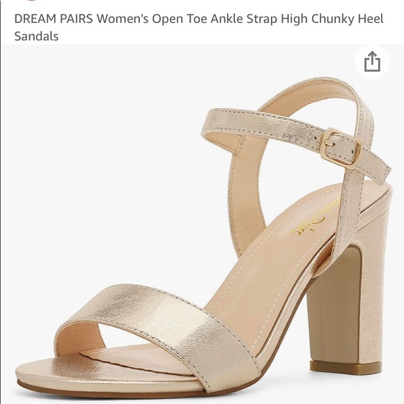 ‼️SOLD‼️ Dream Pairs Gold Block Heels - Picture 2 of 3